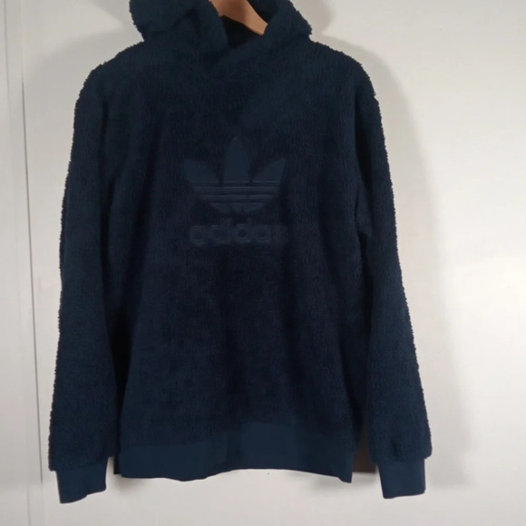 Adidas fluffy Fleece pull over hoodie size  mens medium - Picture 3 of 8